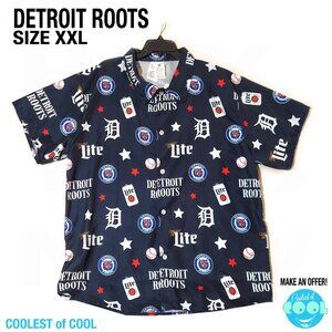 Detroit Roots Miller Lite Detroit Tigers all over print shirt size men's XXL